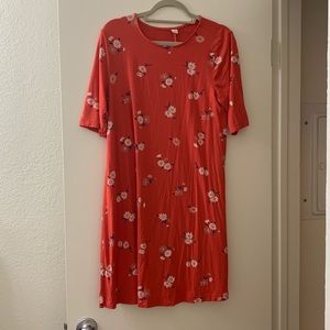 Floral Coral Swing Dress